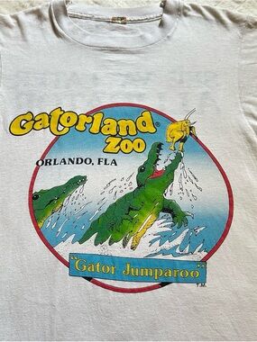 Vintage 90s Gatorland Zoo Florida "Gator Jumparoo" White Graphic Tee S